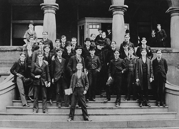 1896 - First WUP class to include women, Margaret and Stella Stein, pictured in the back center of this photograph 