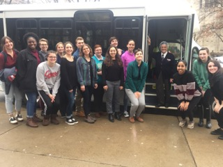 The Writing for Change Pitt students with their bus driver